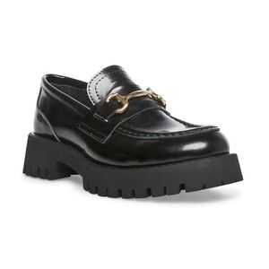 Steve Madden Black Leather Platform Loafers